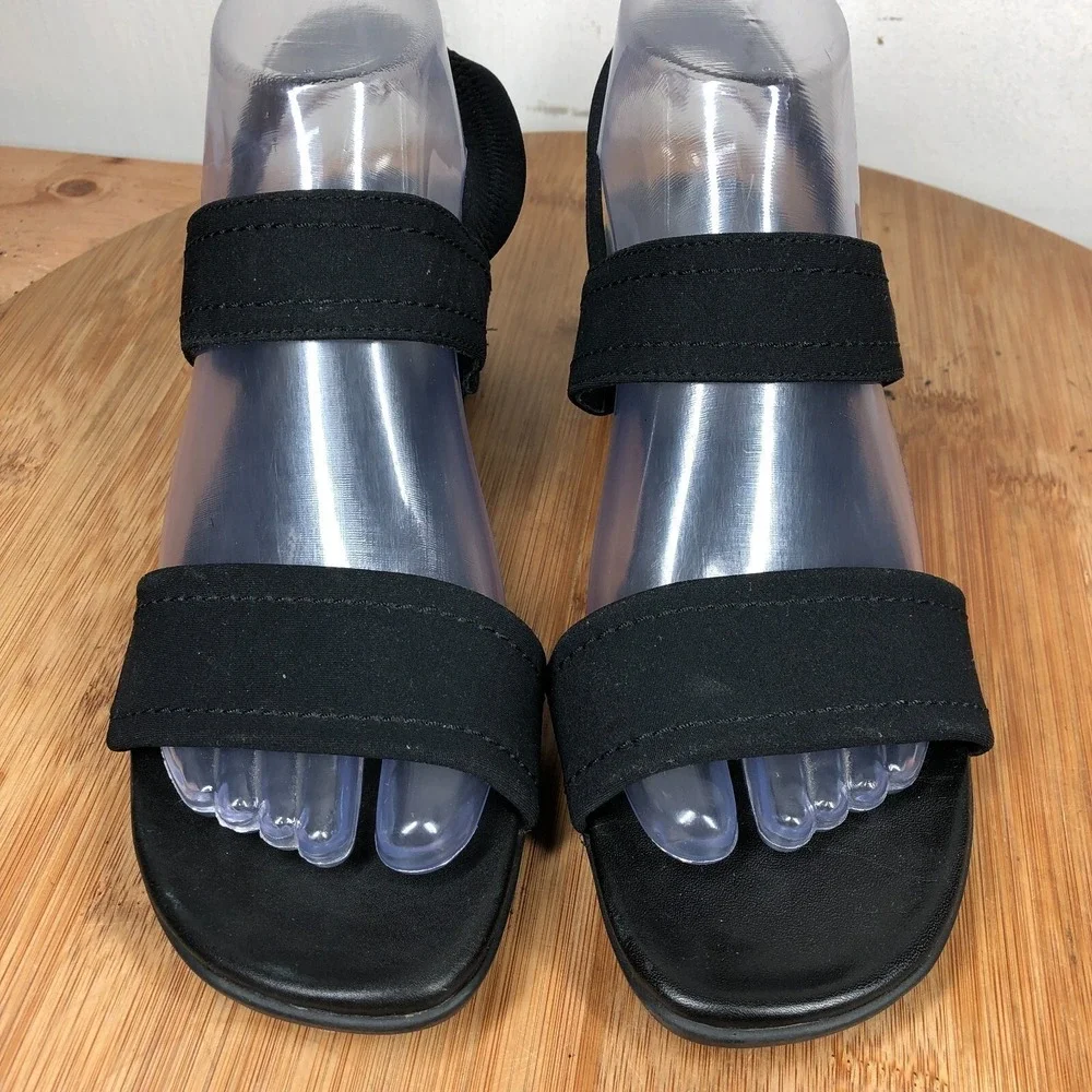 Mephisto womens size 38 shoes Black Ankle Strap Wedge Open Toe Walking sandals
